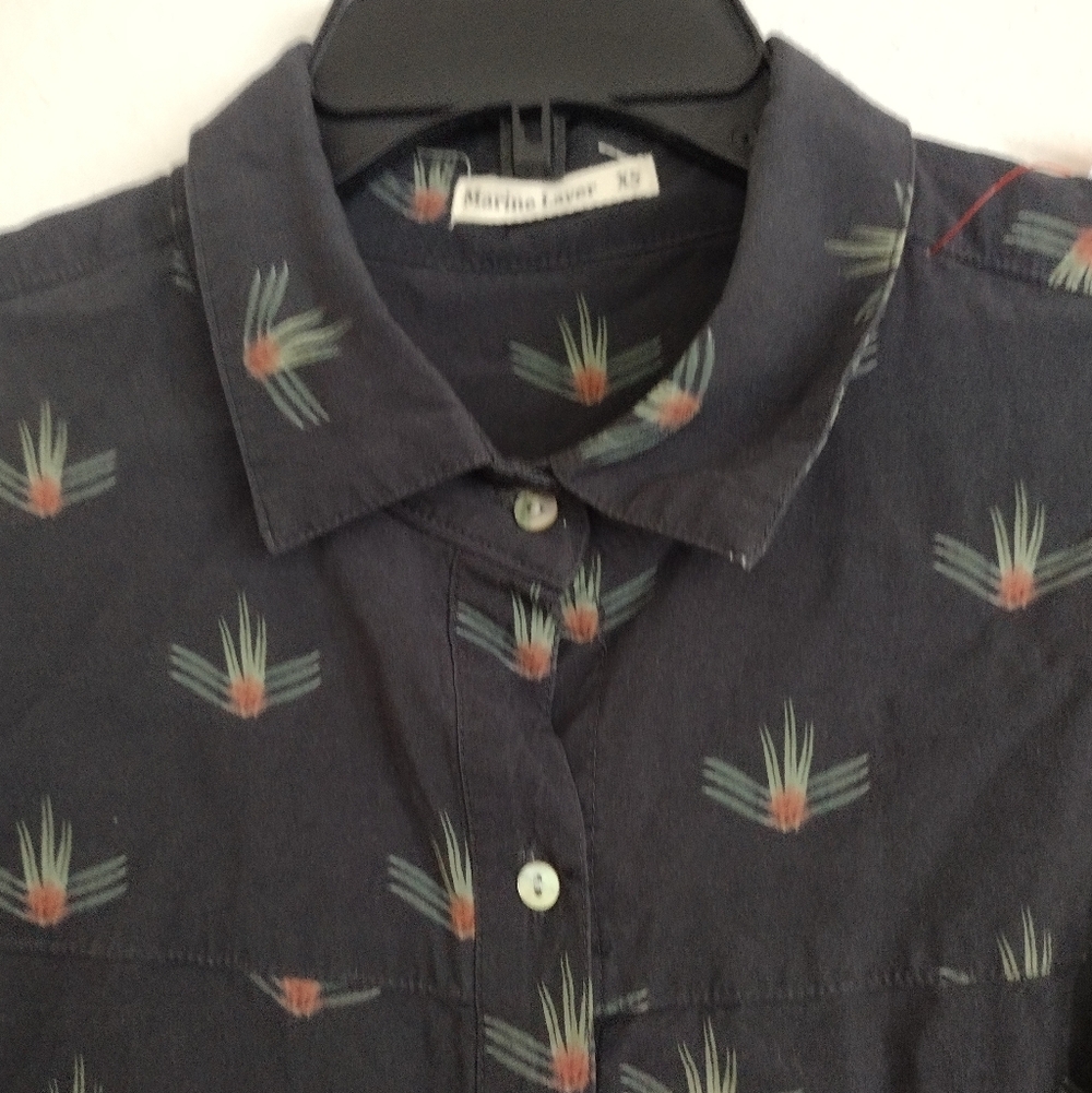 Marine Layer Black Button Down Art Deco Geometric Print Size XS - Picture 6 of 14